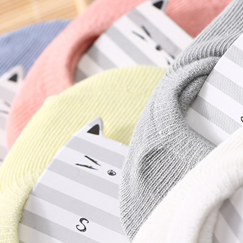 4Pairs/Lot Sweet Baby Girls Boys Anti-slip Socks Solid Summer Unisex Cotton Ankle Socks