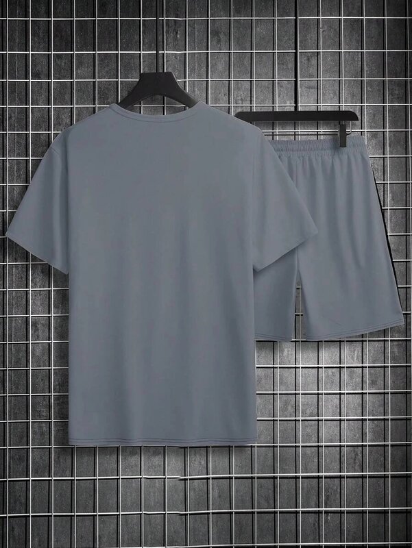 Zomer Herenmode 2 Delige Sets Plus Size Trainingspak Heren Sportieve Stijl Geprint T-Shirts Heren T-Shirt Korte Broek Pak