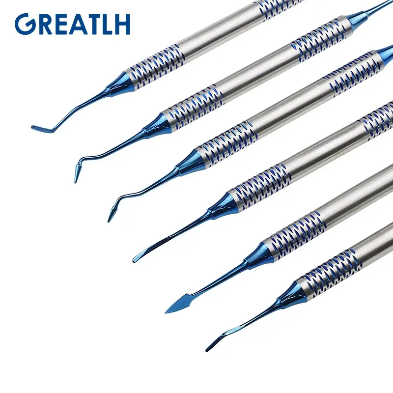 GREATLH Dentistry Composite Resin Filling Spatula Set Thick Handle Double-Head Restoration Set Dentist Accessories 6pcs
