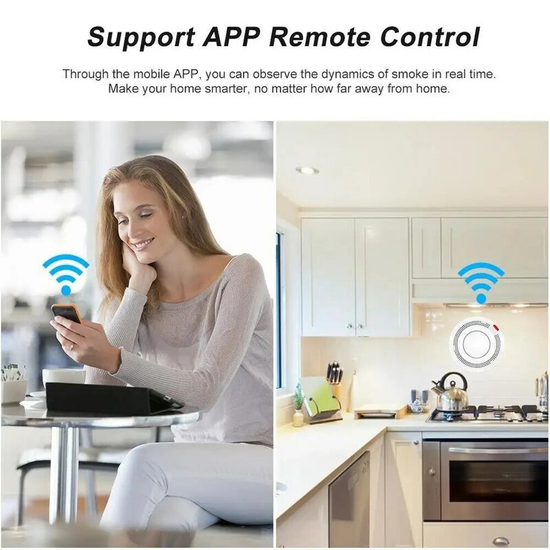 Tuya WiFi Smart Smoke Detector High-sensitivity Smoke Detection Alarm Smart Life APP Remote Monitor Work With Alexa Google Home
