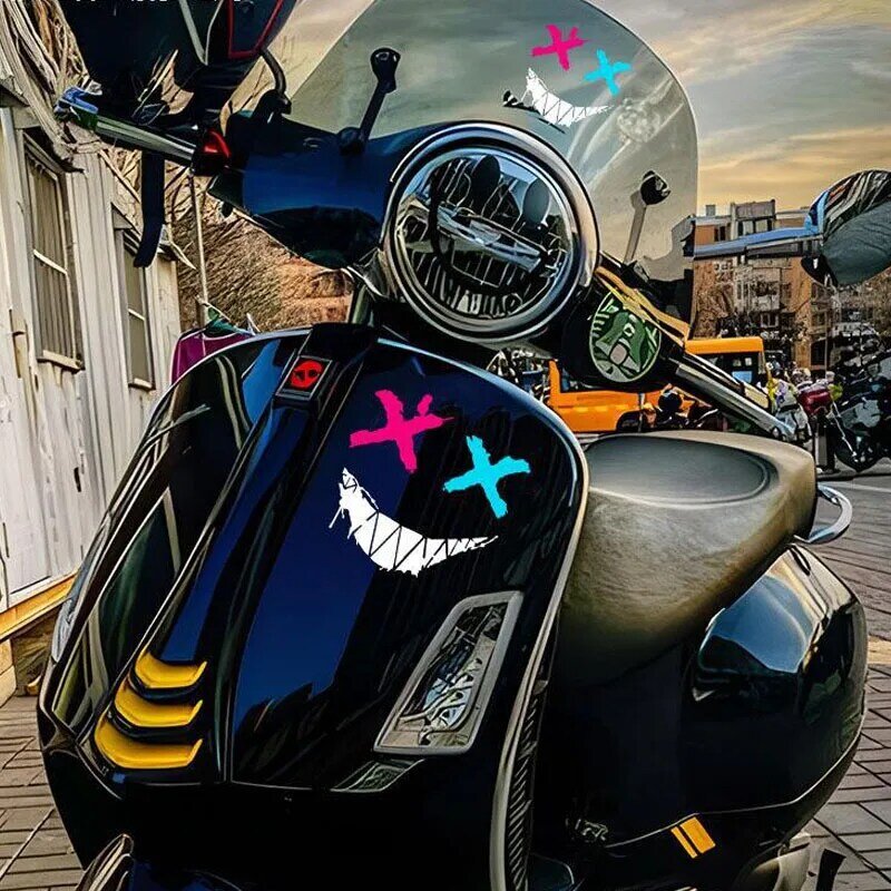 Motorcycle Helmet Stickers Car Reflective Waterproof Smile Face Decal Motocross Auto Rear Window Personalized Stickers