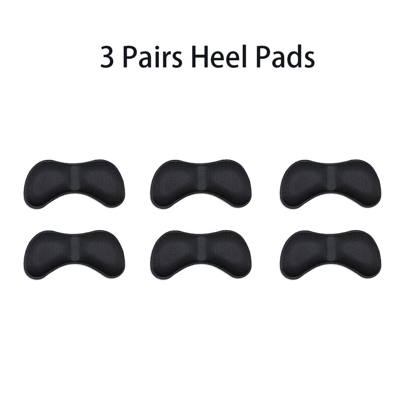 3 paia di cuscinetti per tallone donna uomo cuscini protettivi per i piedi tacchi alti scarpe in pelle solette con inserto autoadesivo tipo 2 nero