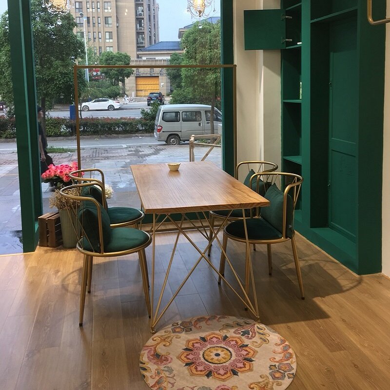 Meja makan dan kursi, Nordic cafe, meja makan dan kursi Seni Besi santai, toko makanan penutup, toko teh susu dan kursi kombinasi penerimaan