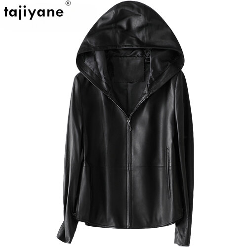 Tajiyane-女性用の本革フード付きジャケット,100% 本物のシープスキンコート,最高品質,ファッショナブル,春,2023