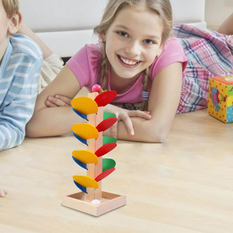 다채로운 나무 대리석 공 런 트랙 빌딩 블록, 어린이 나무 게임 장난감, 어린이 학습 교육 DIY 나무 장난감 선물