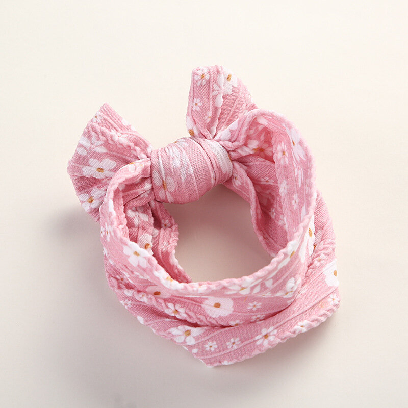 Neonate fiocchi fascia stampa floreale turbante per fasce per ragazze neonati fascia per capelli in Nylon accessori per molle copricapo morbido