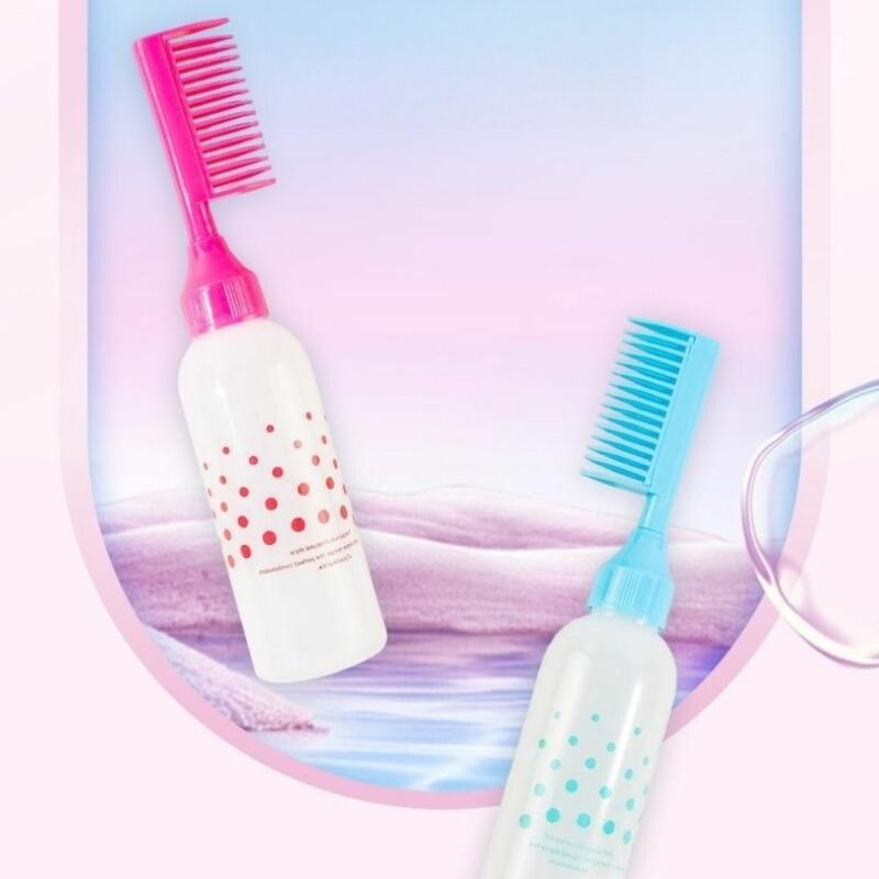 Bote aplicador para el cuidado del cabello, botella recargable Multicolor, peine de raíz de plástico, botella de tratamiento para el cabello para mujeres
