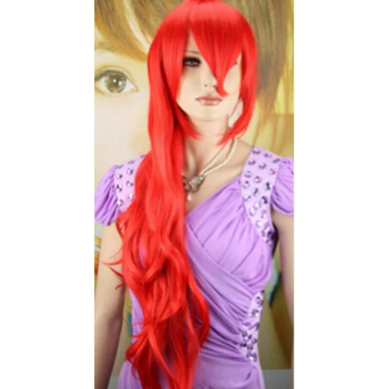 Peruca longa encaracolada vermelha para homens e mulheres, cabelo cosplay, peruca completa, nova moda