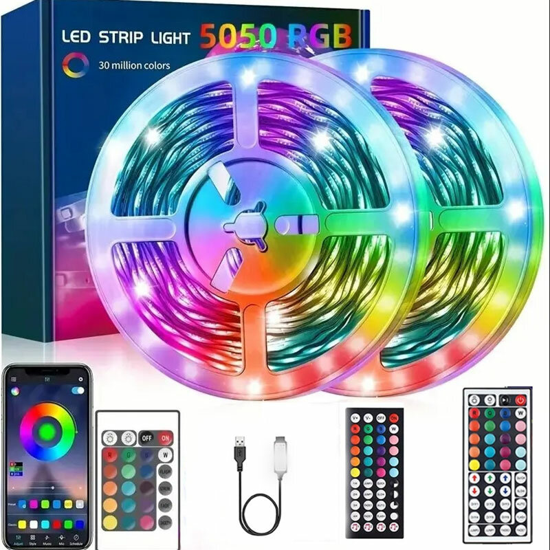 100FT RGB 5050 DC5V Usb Led Light For Room Infrared Remote Control Led Strip 30 Meter Music Sync Strip Light For Gamers Decorate