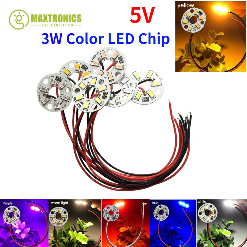 Chip de luces LED de colores, placa de bombilla de transformación redonda, fuente de luz, diámetro de 32MM, verde, azul, rojo, Morado, blanco, 5/10 piezas, 3W
