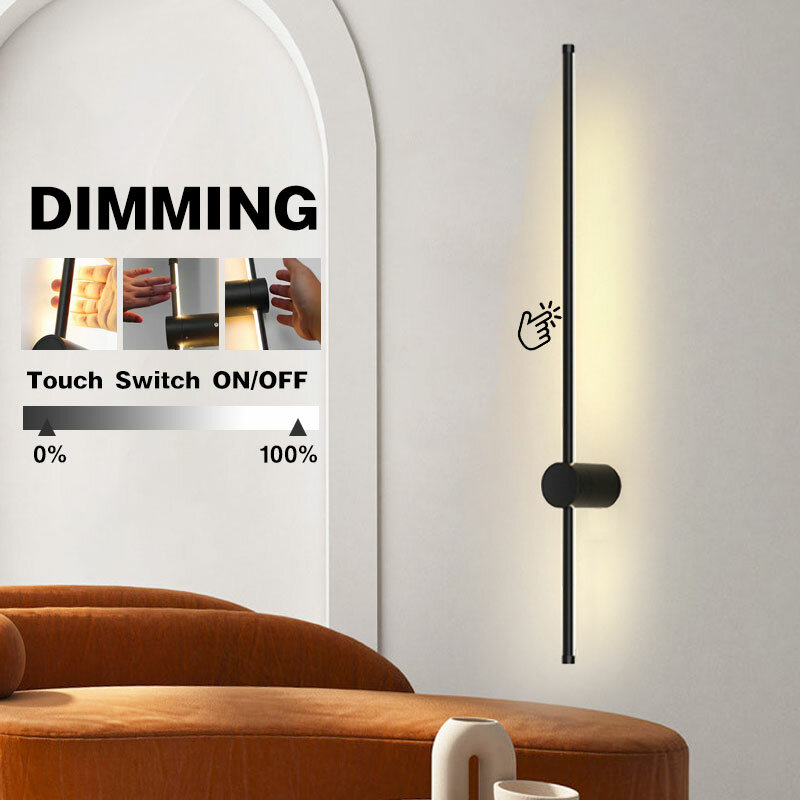 Lámparas LED de pared regulables con Interruptor táctil negro, candelabro de cobre con rotación de 360 °, iluminación Interior para pasillo