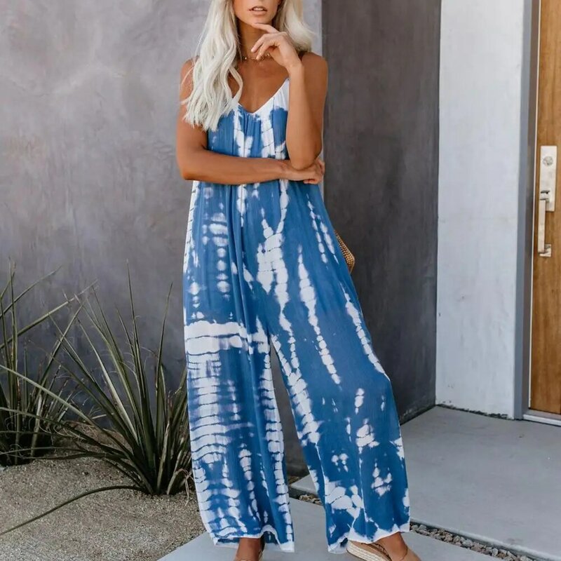 Tie-Dye Vrouwen Jumpsuits Strand Backless Spaghetti Lady Jumpsuit High Street Romper Boho Casual Jumpsuit Zomer Overalls