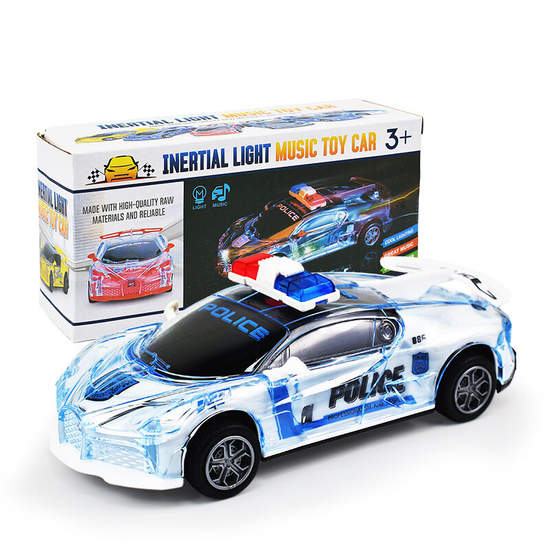 Neues Licht mit Musik Gimbal Auto Spielzeug kreative Simulation Polizei Auto Sportwagen Trägheit Auto Spielzeug Modell Jungen Geburtstag Spielzeug
