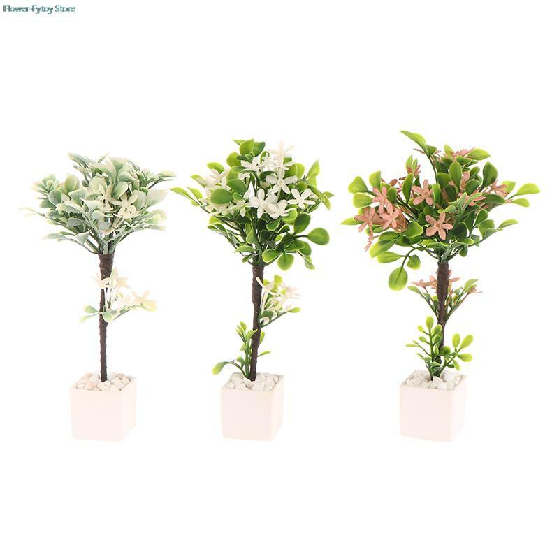 Mini plante de simulation de maison de course en pot, arbre vert, accessoires de décoration pour la maison, 1PC, 1/12