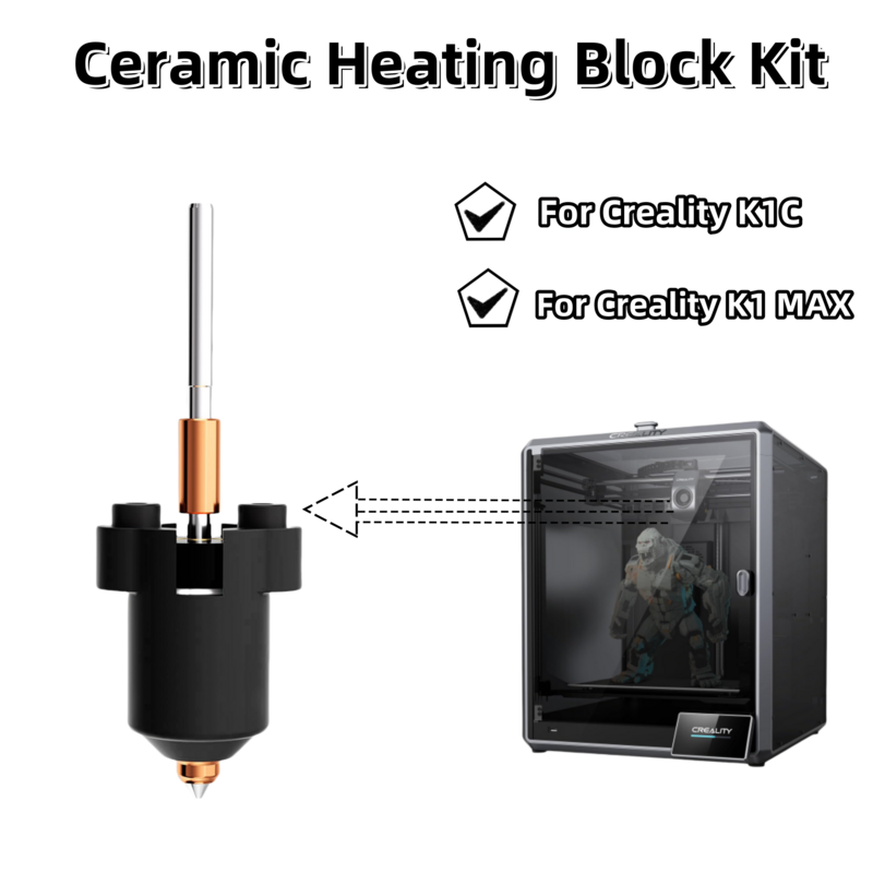 Voor Creality K1c K1 Max Keramische Verwarmingsblok Kit Quick-Swap Nozzle Kit Voor K1c/K1 Max High Flow Printing 3d Printer Accessoires