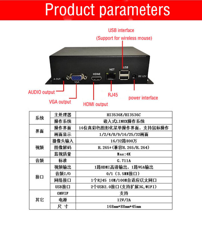 H. 265 monitoring network video decoder 4k digital decoder IPC split screen wall compatible with Haikang Dahua ONIVF