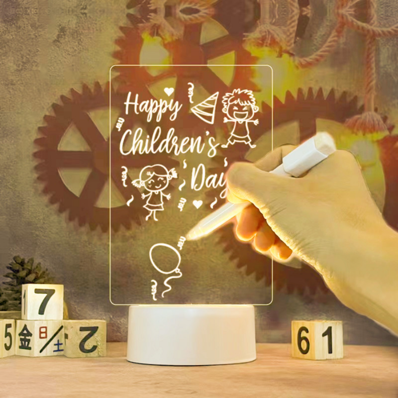 Note Board Lampu Malam Led Kreatif Lampu Liburan Papan Pesan USB dengan Pena Hadiah untuk Anak-anak Pacar Lampu Malam
