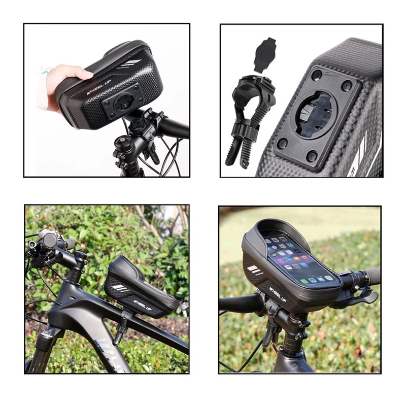 Bolsa de celular para bicicleta com tela sensível ao toque de 7.0 polegadas, bolsa para celular para ciclismo, à prova d'água, para quadro de guidão de mtb