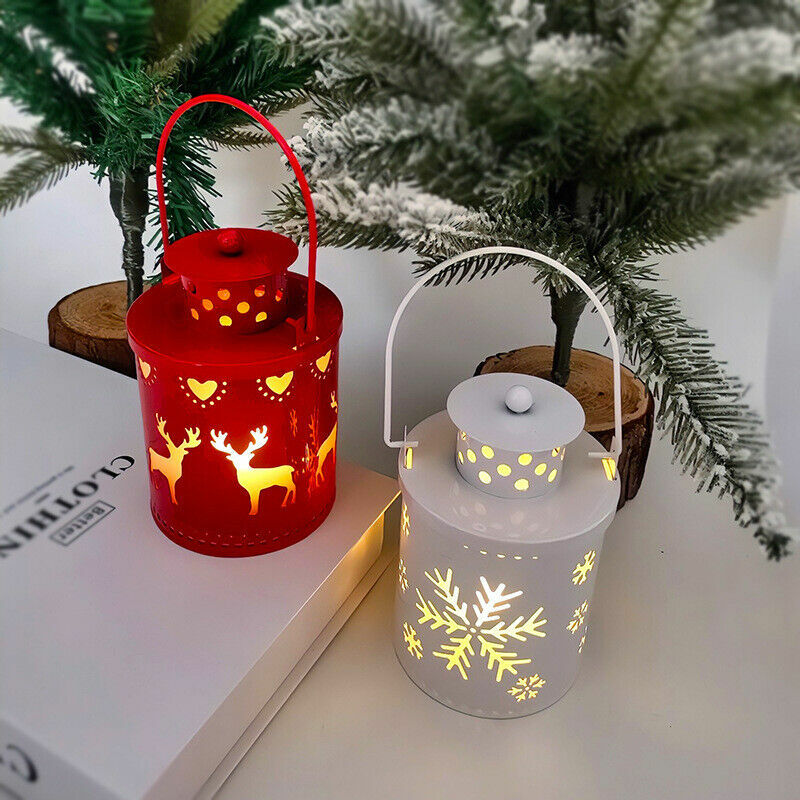 Kerstkaarslichten Led Kleine Lantaarns Windlichten Elektronische Kaarsen Nordic-Stijl Creatief 2024 Kerstman Nachtlampornament