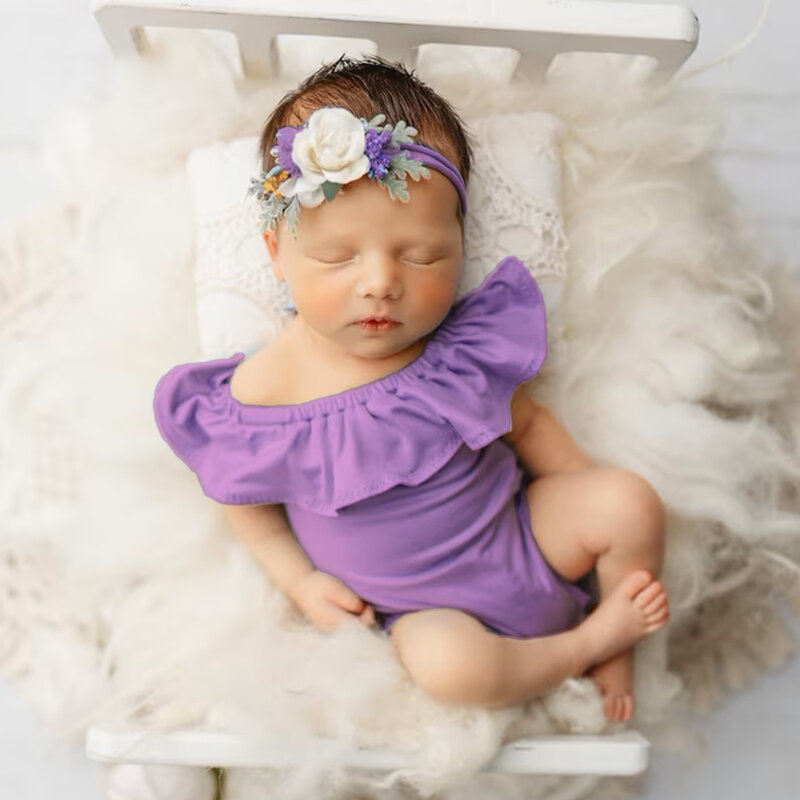Newborn Girl Dress Baby Photography Props Outfit Romper Photography Clothing Headband  Accessories