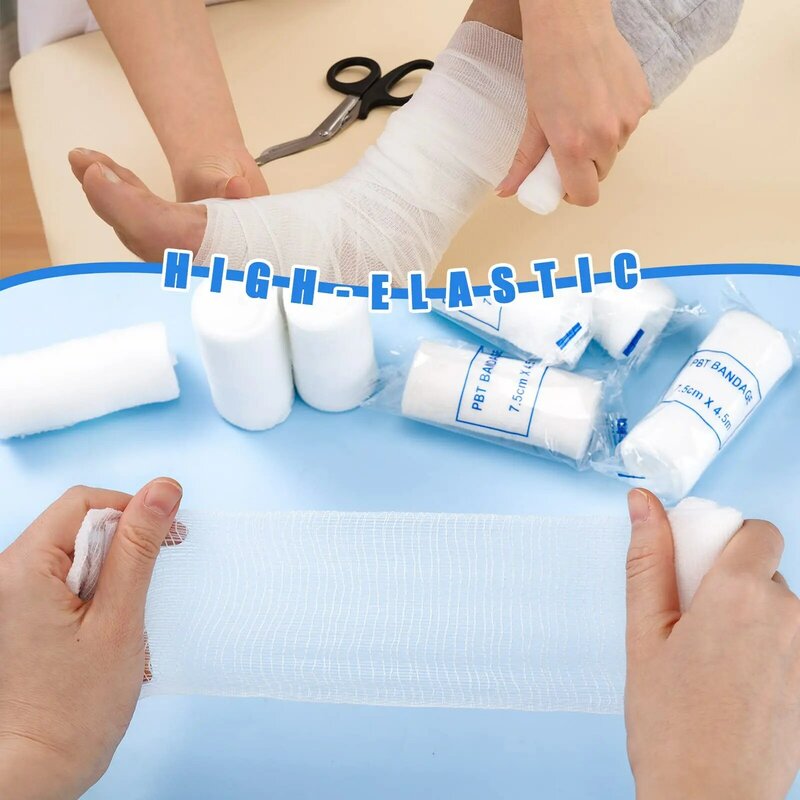 Forniture mediche per bendaggi elastici PBT garza di pronto soccorso conforme per cure di emergenza per medicazione delle ferite