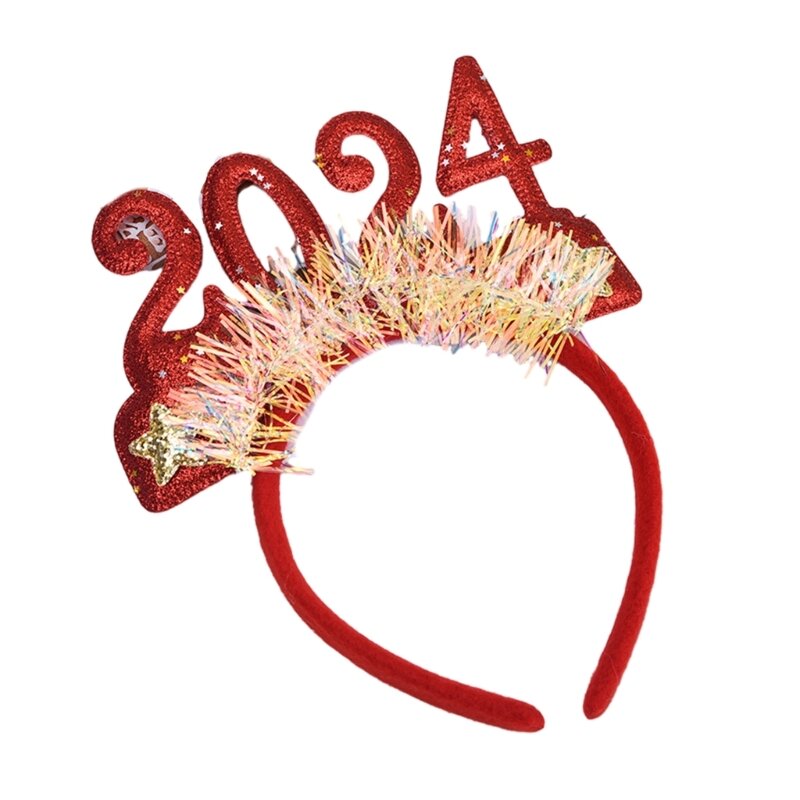 Y166 Año Nuevo lentejuelas 2024 aro con letras Festival mujeres diadema maquillaje para fotografía accesorios para