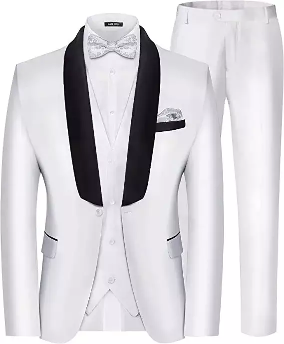 Men Suits 3 Piece Slim One Button With Black Lapel Fit Party Wedding Tuxedo Blazer Set Jacket Vest With Pants