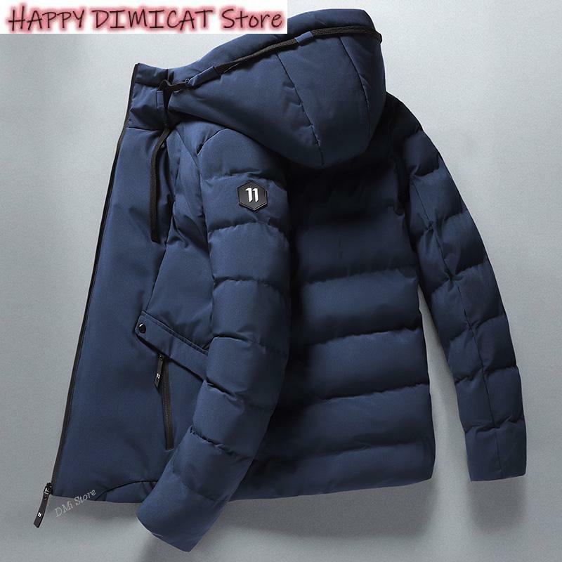 Piumini solidi da uomo M-4Xl giacca invernale moda uomo Parka con cappuccio caldo cappotto antivento maschile addensare cerniera giacche calde
