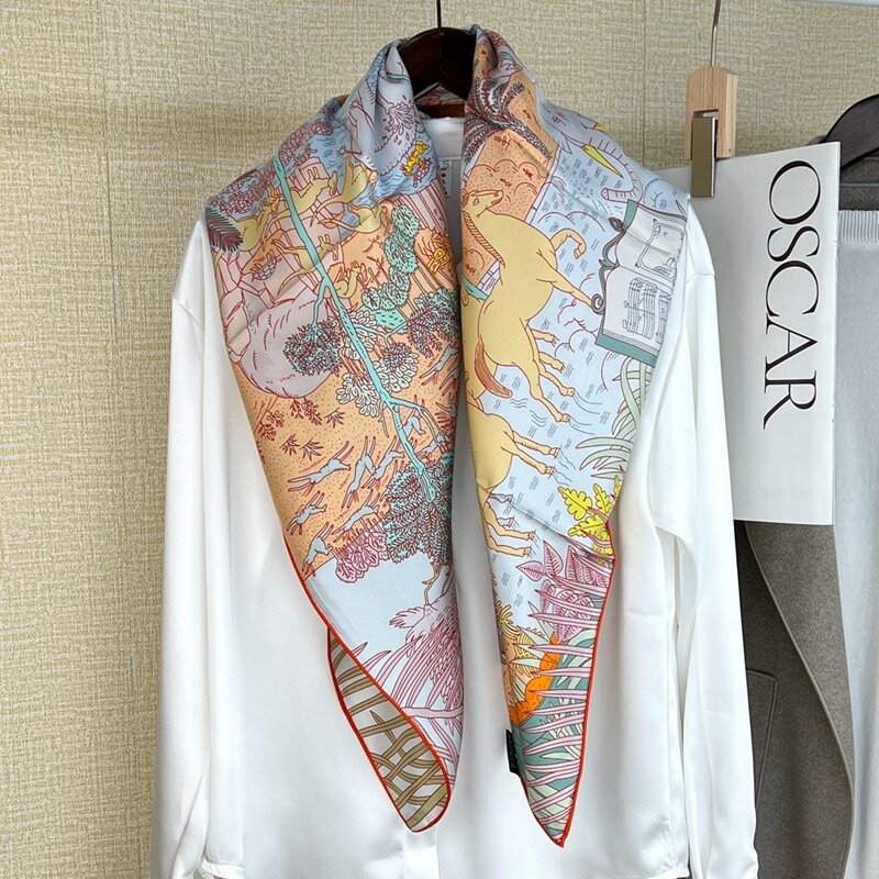 Двухсторонний шарф из 100% шелка, шейный платок 18 мм, утолщенная квадратная роскошная шелковая шаль, обертывания для женщин 35x35 дюймов