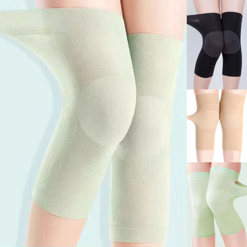 Bantalan lutut untuk Fitness lari, pelindung lutut warna polos, penghangat kaki lutut tinggi, Legging panjang elastis tipis musim panas