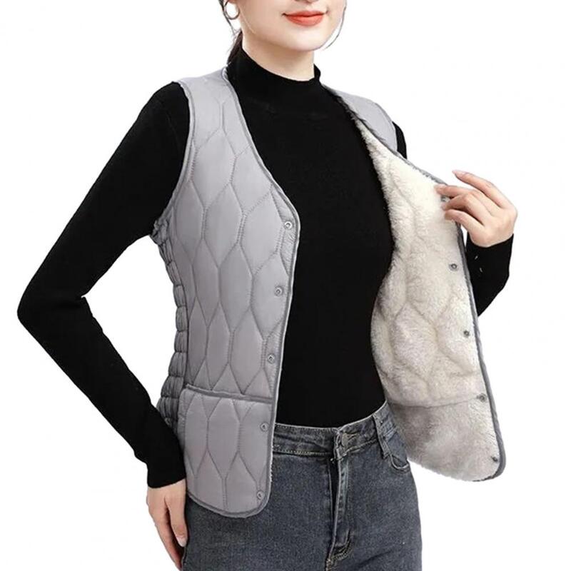 Women Lightweight Coat Soft Warm Women Outerwear Stylish Women's Winter Vest Warm Windproof Coat with Pockets Plush