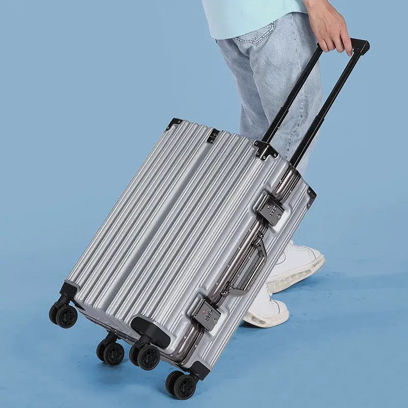 Trolley Luggage Aluminum Frame Rolling Luggage Case 26 inch Travel Suitcase on Wheels Combination Lock Carry on Luggage
