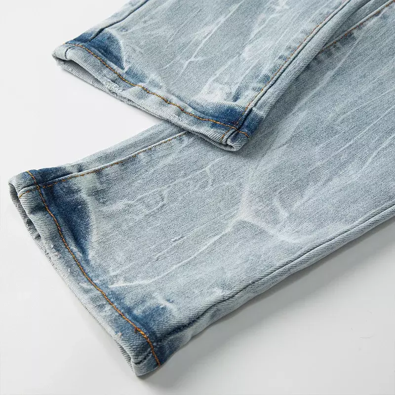 Hochwertige lila Marken jeans, personal isierte Cat Whisker Jeans, amerikanische Straight Leg Stylish und Slim Pants