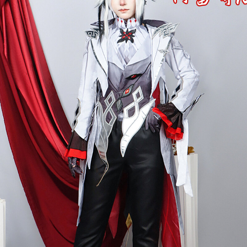 Genshin Impact-disfraz de Arlecchino The knav, conjunto completo de peluca, uniforme de Eleven Fatui Harbingers, traje para fiesta de Carnaval y Halloween