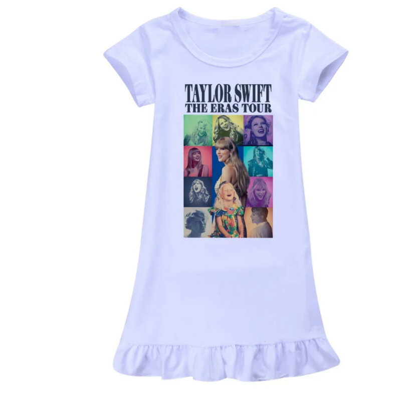 New T-taylor S-swift Nightdress Teen Girl Pajamas Dresses Children Cartoon Summer Nightgown Home Clothes Kids Sleepwear Gecelik