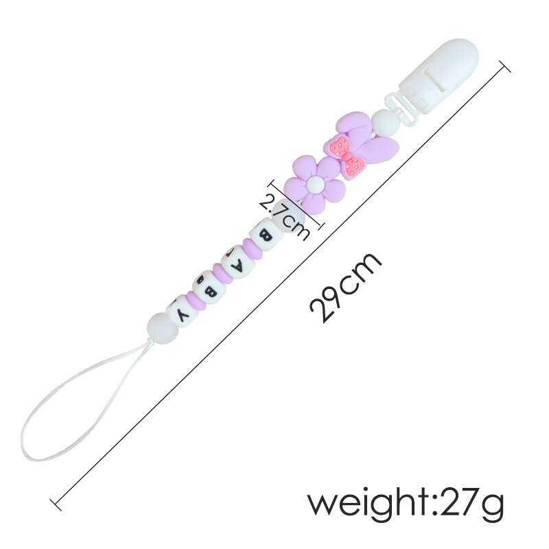 Baby Pacifier Clips Cartoon Rabbit Ears Silicone Flower Glow At Night Personalised Name Feeding Dummy Nipple Holder Teething Toy