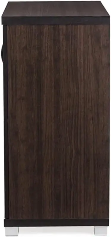 Wholesale Interiors Zentra Sideboard Storage Cabinet with Glass Doors, Dark Brown