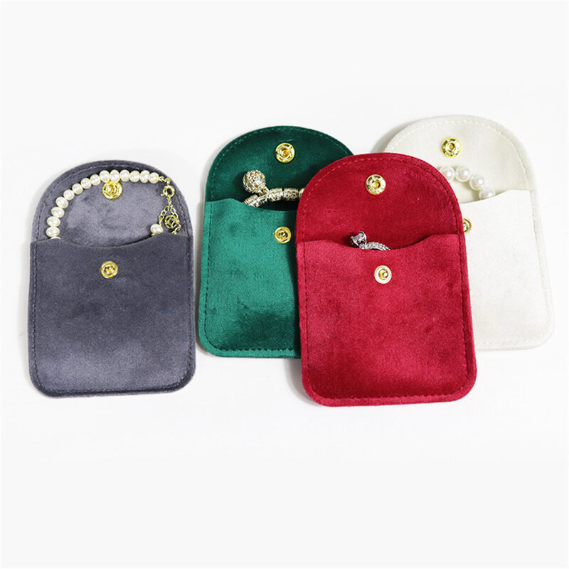 Jewellery Pouch Snap Button Soft Velvet Bag Envelope Jewelry Packaging Bag Wedding Gift Bracelet Necklace Earrings Rings Storage