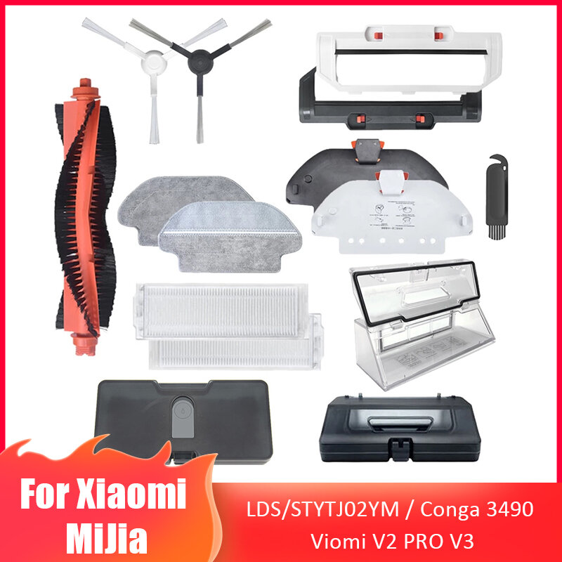 For Xiaomi Mi Robot Vacuum-Mop Pro STYTJ02YM STYJ02YM Viomi V2 V3 SE Conga 3490 3690 Spare Parts Main Side Brush Hepa Filter Mop