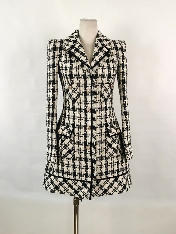 Thousand Bird Checker 여성 통근용 모직 짧은 스커트, 고급스러운 분위기, 스몰 향기로운 드레스, 초봄