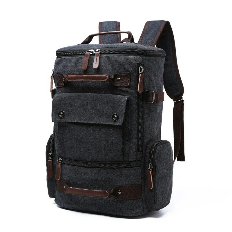 حقيبة ظهر قماشية عتيقة للرجال ، حقيبة مدرسية ، حقائب سفر ، سعة كبيرة ، حقيبة ظهر للكمبيوتر المحمول