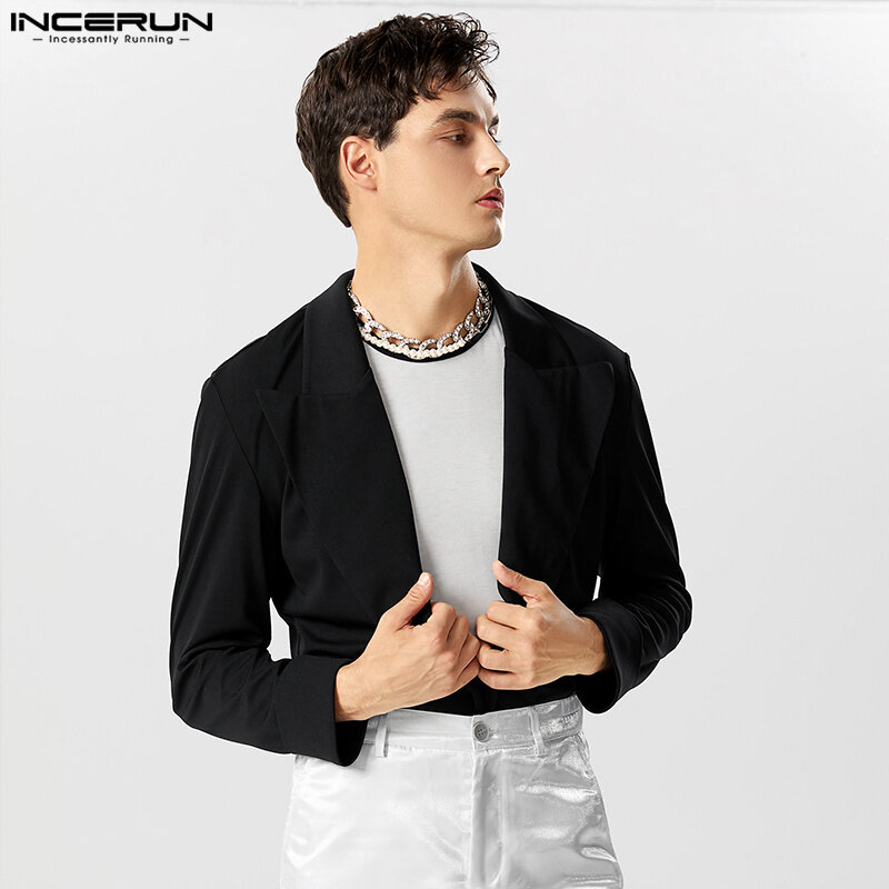 INCERUN Sexy Stylish Style Bodysuits Handsome Men Solid All-match Simple Rompers Casual Male V-neck Long Sleeved Jumpsuits S-5XL