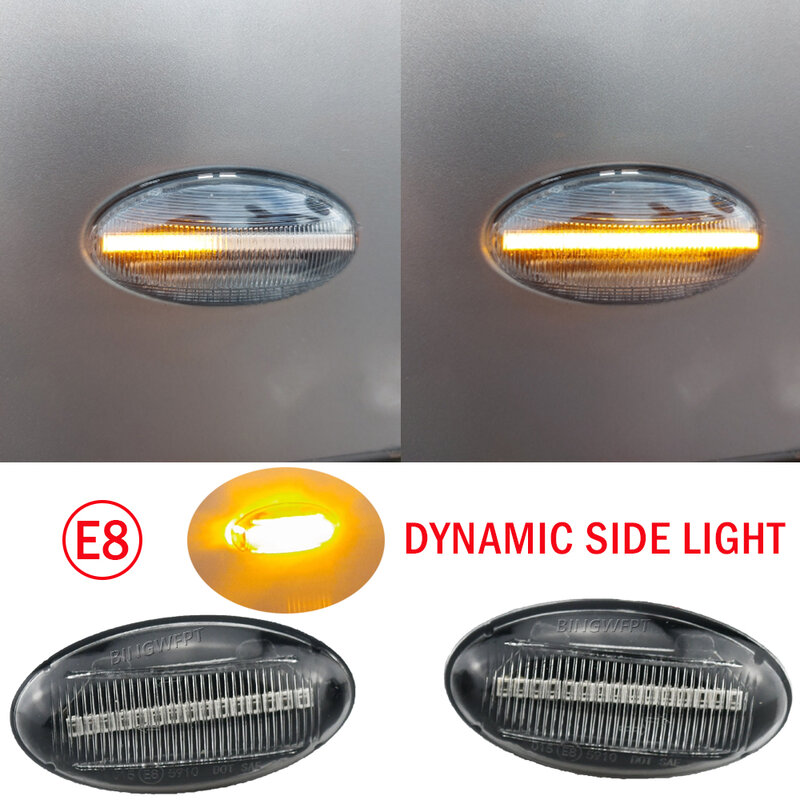 Nowy LED dynamiczny lampka kierunkowskazu migacz dla Peugeot 307 206 407 107 607 1007 Citroen C1 C2 C3 C5 C6 światło obrysowe boczne