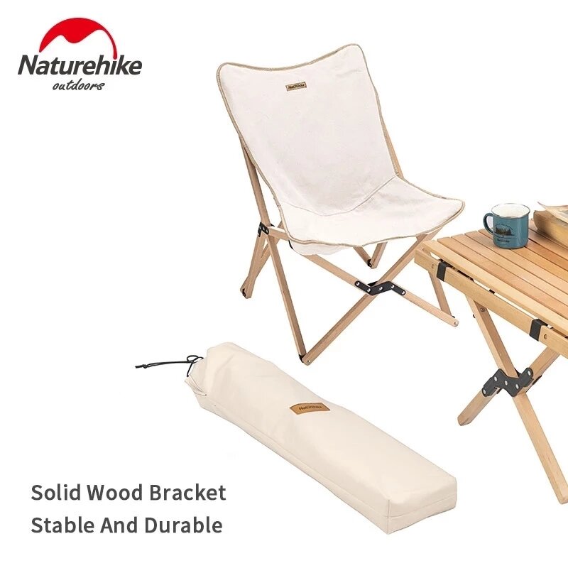 Naturehike 휴대용 캔버스 나무 접이식 나비 의자, 피크닉 낚시 레저 의자, 접이식 캠핑 의자, 야외 가구
