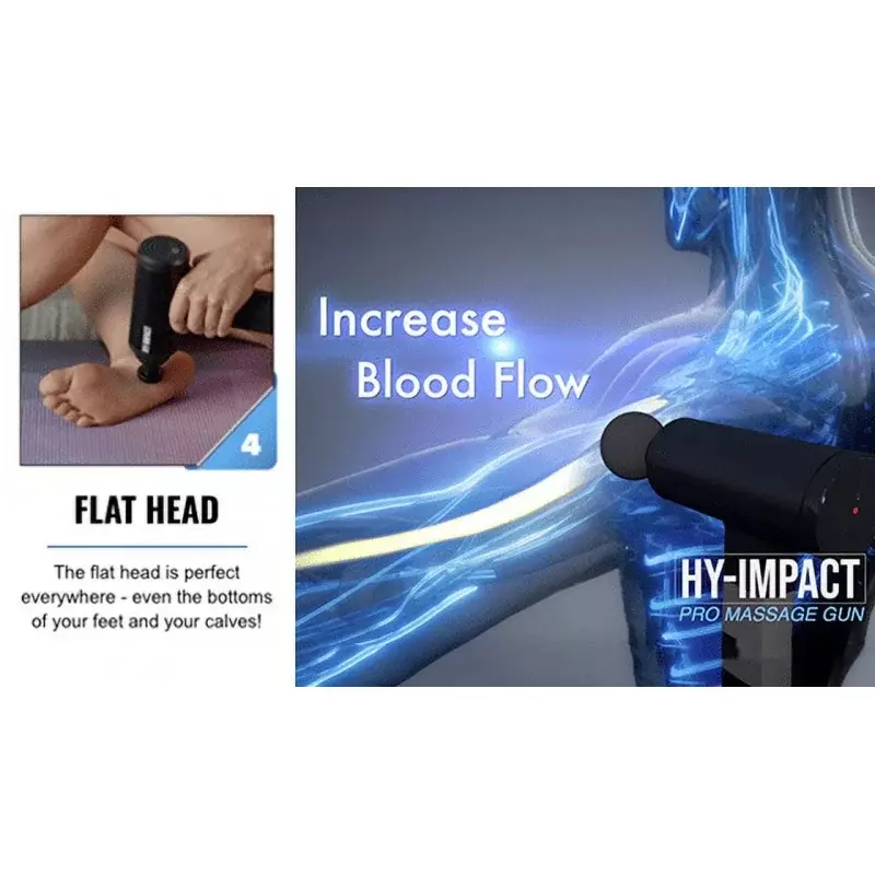HY-IMPACT глубокий тканевый беспроводной массажер для мышц с четырьмя сменными массажными головками