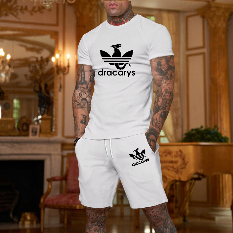 Ummer tuta lettera 3D stampata T-Shirt da uomo Set 2 pezzi grafica oversize Casual Streetwear abbigliamento uomo Hip Hop vestito maschile