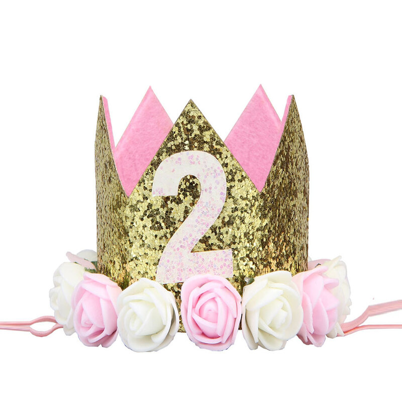 Hot Sale Birthday Party Hats Decor Cap One Birthday Hat Princess Crown 1st 2nd 3rd Year Old Number Baby Kids Hair Accessory