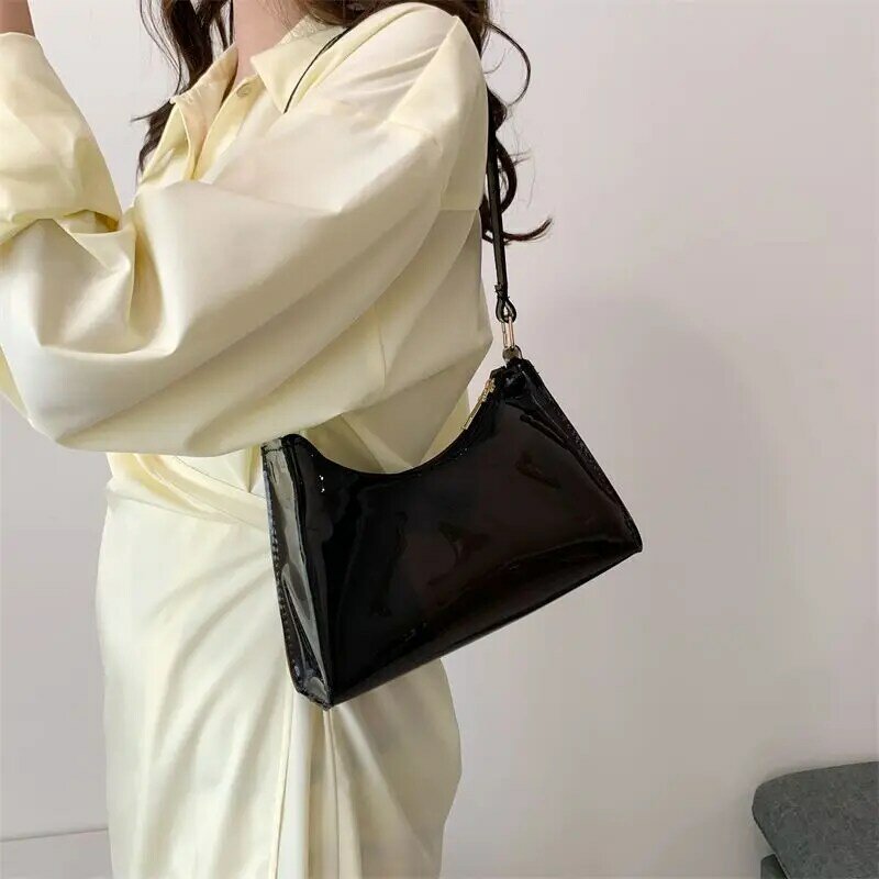 กระเป๋าใส่ใต้วงแขนสำหรับผู้หญิงกระเป๋าสะพายไหล่ใสสไตล์เกาหลีทันสมัยและเรียบง่าย