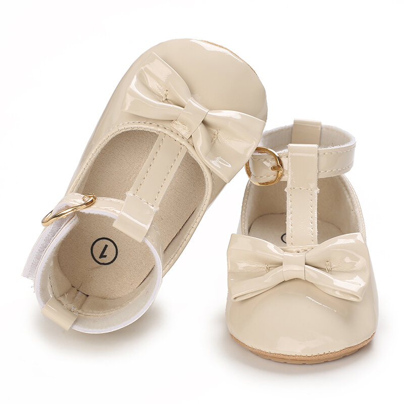 Fashion Bow Tie Children's Shoes Baby Film Sole Leather Shoes Comfortable And Non Slip Rubber Sole Princess Shoes