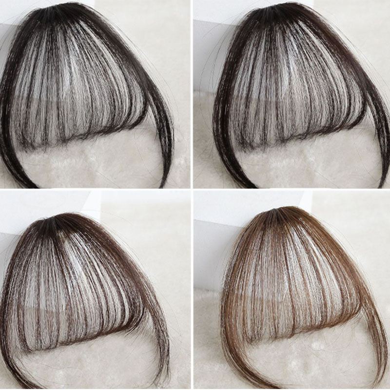 Искусственная воздушная челка, зажим для волос, удлинение синтетических волос, искусственный натуральный парик, Женская челка с зажимом